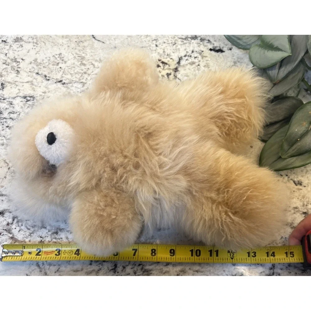 Teddy Bear Handmade 100% Baby Alpaca Wool Cream Tan Unique Stuffed Soft Plush